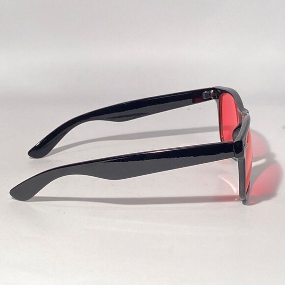 1189 Sunglasses Oversize Black Frame Red Lenses UV Protection NWOT - Picture 6 of 9